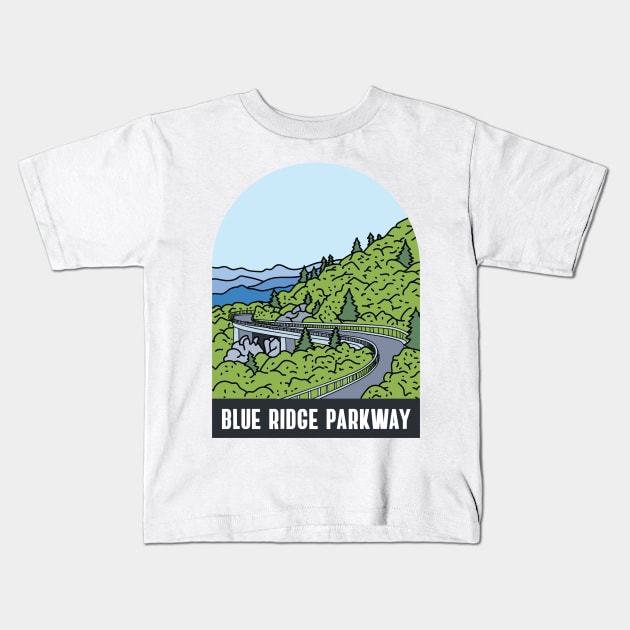 Blue Ridge Parkway Kids T-Shirt by smalltownnc